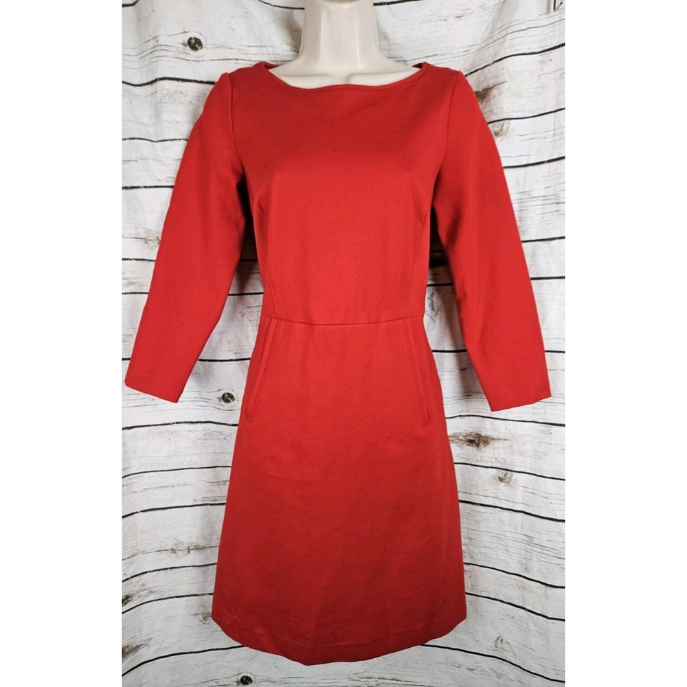 Spanx The Perfect Ponte Knit Shift Red Dress S A-Line Pockets 3/4 Sleeves